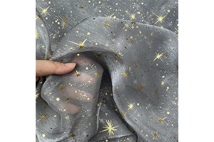 Glitter Organza Fabric Bronzing Tulle Mesh Fabric for Woman Blouse Party Dress Decor (Grey, 3 Yard): Ombre Dyeing and Production Notes