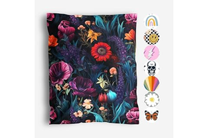 Package Mint 10x13 Poly Mailers, Dark Floral Design Shipping Bags, 100 Pack: Print Design and Production Notes