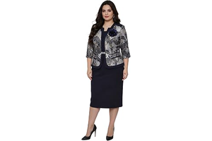 Women's 2 Piece Formal Dress Suit Church Dresses Jacket Geenlinm FASHlON Plus Size Elegance Jacquard Outfits Casual Sets: Jacquard Weave and Production Notes