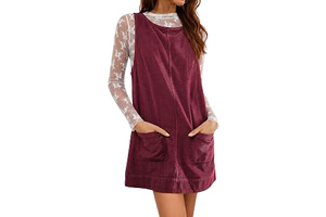 Women's Corduroy Overall Dress Round Neck A Line: OEM Production and Sizing Notes