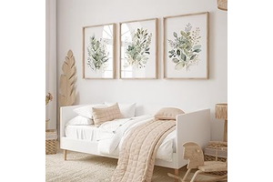 Watercolor Botanical Wall Art Set of 3 Boho Floral Canvas Wall Decor Prints Sage Green Wildflower Wall Art Modern Flower Pictures Botanical: Print Design and Production Notes