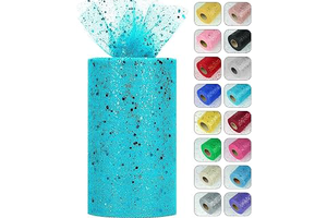 Glitter Tulle Rolls, 6" by 50 Yards (150FT) Sparkling Tulle Spool Ribbon Sequin Tulle Netting Fabric for Tutu Skirt Wedding Birthday Baby Shower: Ombre Dyeing and Production Notes