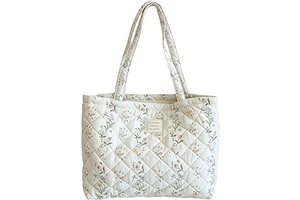Tote Bag for Women, Quilted Cotton Puffer Tote Bag, Large Capacity Flower Print Shoulder Bags, Lightweight French Sty: Print Design and Production Notes