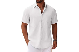 Men's Button Down Short Sleeve Shirt Casual Cotton Summer Beach Linen Wedding Shirts with Pocket: OEM Production and Sizing Notes