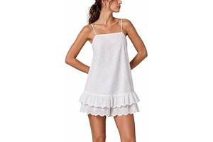 Women's Floral Eyelet Romper Dress with Built-in Shorts Embroidery Dress: OEM Production and Sizing Notes