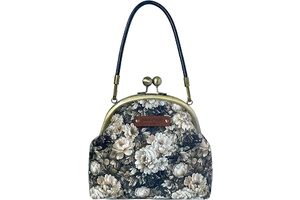 Handmade Vintage Floral Kiss-Lock Handbag for Women, Peony Print Canvas Top Handle Bag, Elegant Crossbody Shoulder Bag, Limited Edition Ladies: Print Design and Production Notes