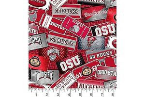 SYKEL ENTERPRISES Ohio State University Cotton Fabric License Plate Design-Newest Pattern-Sold by The Yard-SYKEL NCAA Cotton Fabric: Fabric Sourcing and Quality Notes
