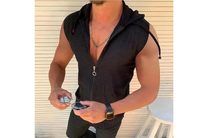 summer fashion jacquard striped mens zipper sleeveless hoodie casual sports beach hooded vest: Jacquard Weave and Production Notes
