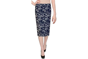Baby'O Women's Basic Below The Knee Stretch Denim Pencil Skirt: Jacquard Weave and Production Notes