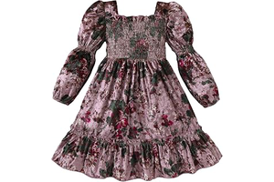 Toddler Girl Dresses Fall Winter Velvet Floral Party Dress 3-8Y: OEM Production and Sizing Notes