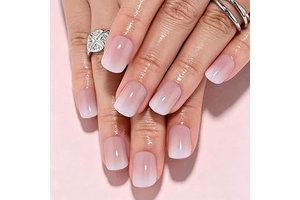 evpct Nude to White Ombre Press on Nails Short Squoval for Women: Ombre Dyeing and Production Notes
