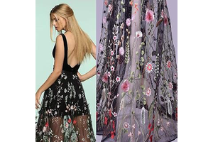 Black Lace Fabric, Exquisite Colorful Floral Flower Embroidered Sewing Lace Fabric, Length 71" Width 59" Elegant Soft Tulle Dress Fabric for DIY: Fabric Sourcing and Quality Notes