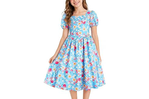 Girls Floral Long Midi Summer Dress with Zipper 7-16Y: OEM Production and Sizing Notes