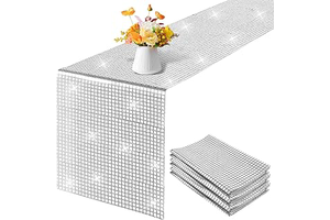 4 Pack Silver Glitter Disco Table Runner, 11.8x70.87 Inch Mirror Sequin Party Decor for 70s 80s Theme Birthday, Bachelorette, Wedding: Fabric Sourcing and Quality Notes