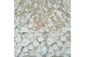 Elegant Ivory 3D Floral Lace Fabric, 51inch Wide Delicate Flower PatternsEmbroideryTulle Fabric by Yard- Handmade Wedding Dress and Bridal Gown: Ombre Dyeing and Production Notes