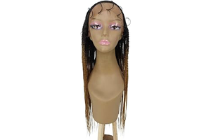 LUXLUXE Aina Straight 29 Inch Long 13X5 Hand-Tied Lace Braided Wig, Heat Resistant Fiber, 20+ Shades of Natural, Dip Dyed, & Blended Colors: Ombre Dyeing and Production Notes