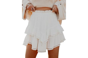 Flowy Shorts for Women Casual Boho Ruffle Tiered Skorts High Waist Mini Skirts Golf Tennis Crochet Shorts: OEM Production and Sizing Notes