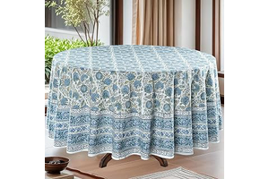 Ridhi Hand Block Print Round Tablecloth Asparagus Green 60 Inch 100% Cotton: Print Design and Production Notes