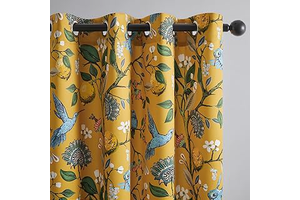 Topfinel Mustard Yellow Vintage Curtains & Drapes 84 Inches Long, Grommet Luxury Whimsical Floral Lemon Hummingbird Patterned Waverly Mid: Print Design and Production Notes