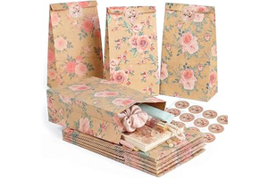 VGOODALL 24 Mini Floral Gift Bags with Stickers for Party Favors: Print Design and Production Notes