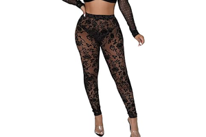 Women's Tie Dye Mesh Legging - High Waist Sheer Pantihose Long Pants Stretchy Tights Clubwear Closed Toe: Print Design and Production Notes