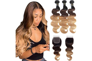 Shining Girl 12A Ombre Body Wave Bundles With Closure Brazilian Virgin Remy 100% Human Hair Ombre 3 Tone T1B/4/27 Color Human Hair Extensions 3: Ombre Dyeing and Production Notes