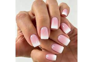 Ombre Pink Press on Nails Short Square, 30 Pcs 15 Sizes French Gradient Short Fake Nails Press ons, Glossy Full Cover Glue on Nails with Nail: Ombre Dyeing and Production Notes