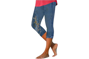 Capri Leggings for Women Floral Print High Waist Tummy Control Capris Comfy Stretch Cropped Yoga Pants Summer Outfits: Print Design and Production Notes