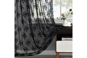 Kotile Black Lace Curtains for Bedroom Rustic Floral 42 x 63 Inch 2 Panels: Print Design and Production Notes