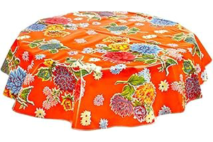 Round Mum Orange Oilcloth Tablecloths (47"): Fabric Sourcing and Quality Notes