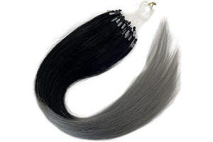 Micro Beads Link Human Hair Extensions Ombre Black to Gray 16Inch50s: Ombre Dyeing and Production Notes