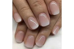 French Ombre Press On Nails Extra Short Square Round, Natural Designer Fake Nails, Reusable Thick Acrylic False Nail for Women Girls, Daily Life: Ombre Dyeing and Production Notes