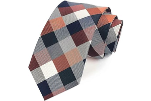 Men's Classic Checks Dark Blue Grey Jacquard Woven Silk Tie Necktie: Jacquard Weave and Production Notes