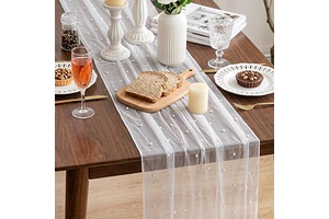 4 Pack Pearl Table Runner 30 x 120 Inch 10 Ft Tulle Fabric Lace Boho Glitter Tablecloth for Bridal Shower Birthday Wedding Party Decorations and: Fabric Sourcing and Quality Notes