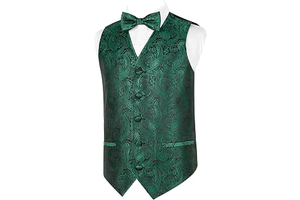 Boys 2pcs Jacquard Bow Tie Paisley Dress Suit Vest Set: Jacquard Weave and Production Notes