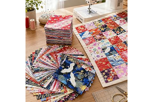 50 Pcs Cotton Craft Fabric Squares, 4 x 4 inch Multicolored Abstract Pattern Bundle, Precut Gilded Flower Prints for Clothing Scrapbooking DIY: Print Design and Production Notes