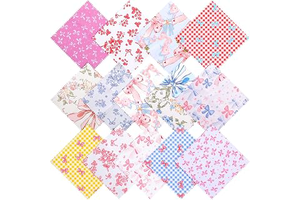84 Pcs 9.8"x9.8" Pink Floral Cotton Fabric Vintage Fat Patchwork Precut Strips Cake Precut Multi-Color Printed Floral Fabric for Quilting, DIY: Print Design and Production Notes