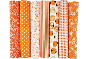 7PCS Flower Cotton Fabric Squares 20" x 20" Fat Quarter Fabric Bundles Craft Fabric for Patchwork Sewing Quilting Crafting DIY (Orange): Print Design and Production Notes