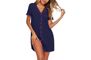 Ekouaer Nightgowns for Women Button Down Sleep Shirt Short Sleeve Sleepwear: OEM Production and Sizing Notes