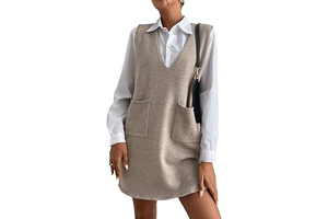 Women's Sleeveless Sweater Dress V Neck Fall Winter Overall Dress: OEM Production and Sizing Notes
