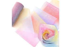 Yomiie Rainbow Glitter Tulle Rolls Gradient Shimmer Spool Ribbon for Table Chair Sash Bow Pet Tutu Skirt Sewing Crafting Fabric Wedding Party: Ombre Dyeing and Production Notes