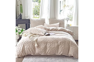 Boho Duvet Cover King Size 3Pcs Set Beige Tufted Floral Microfiber: Jacquard Weave and Production Notes