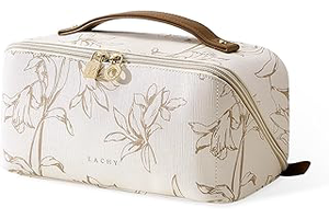 EACHY Travel Makeup Bag, Floral Cosmetic Bag for Women, Beige, Medium: Print Design and Production Notes