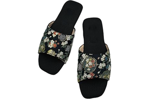Women's Open Toe Slippers Gift for Her, Floral Jacquard Silk Satin TPR Sole: Jacquard Weave and Production Notes