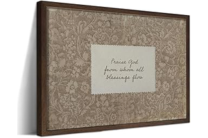 Vintage Christian Framed Wall Art, Praise God from Whom All Blessings Flow Scripture Prints for Living Room, Floral Religious Poster in Wood: Print Design and Production Notes