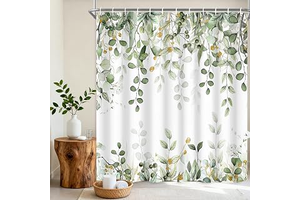 Sage Green Eucalyptus Leaves Shower Curtain, Watercolor Plants Foliage Floral Bathroom Curtains, Cottagecore Waterproof Botanical Fabric Cloth: Print Design and Production Notes
