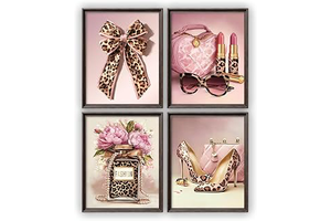 JTRYHRERE Pink Leopard Fashion Wall Art Posters 8x10 Set of 4 Unframed: Print Design and Production Notes