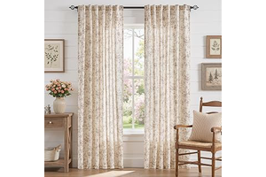 jinchan Linen Curtains 84 inch Taupe Floral Farmhouse Rod Pocket 2 Panels: Print Design and Production Notes
