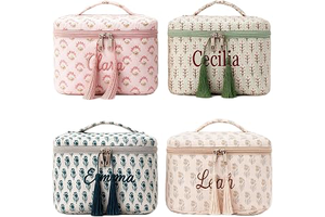 Personalized Quilted Makeup Bag with Tassel, Floral Print: Print Design and Production Notes