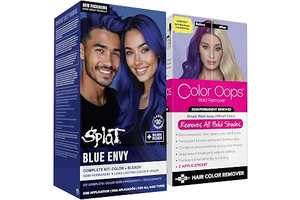 Splat Blue Envy Semi Permanent Hair Dye Kit + Color Oops Bold Remover Bundle, Bleach Kit + 2 Applications of Direct Dye Remover, Vegan & Cruelty: Ombre Dyeing and Production Notes